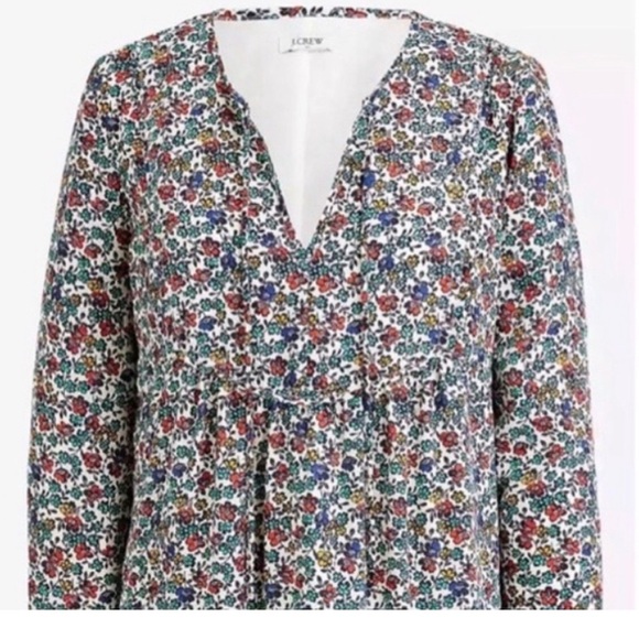 J.Crew Fiery Sunset Floral Long Sleeve V-Neck Printed Flowy Dress Size XXS - Picture 6 of 9